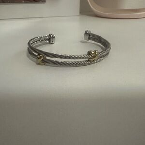 Silver and Gold Twisted Cable Cuff Bracelet